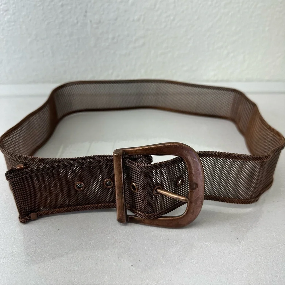 Belt Cooper Tone Metal Mesh Steampunk Grommet Belt  36 unisex grunge costume